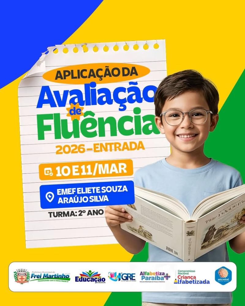 Prefeitura de Frei Martinho realiza Avaliação de Fluência 2026 para acompanhar desenvolvimento da leitura