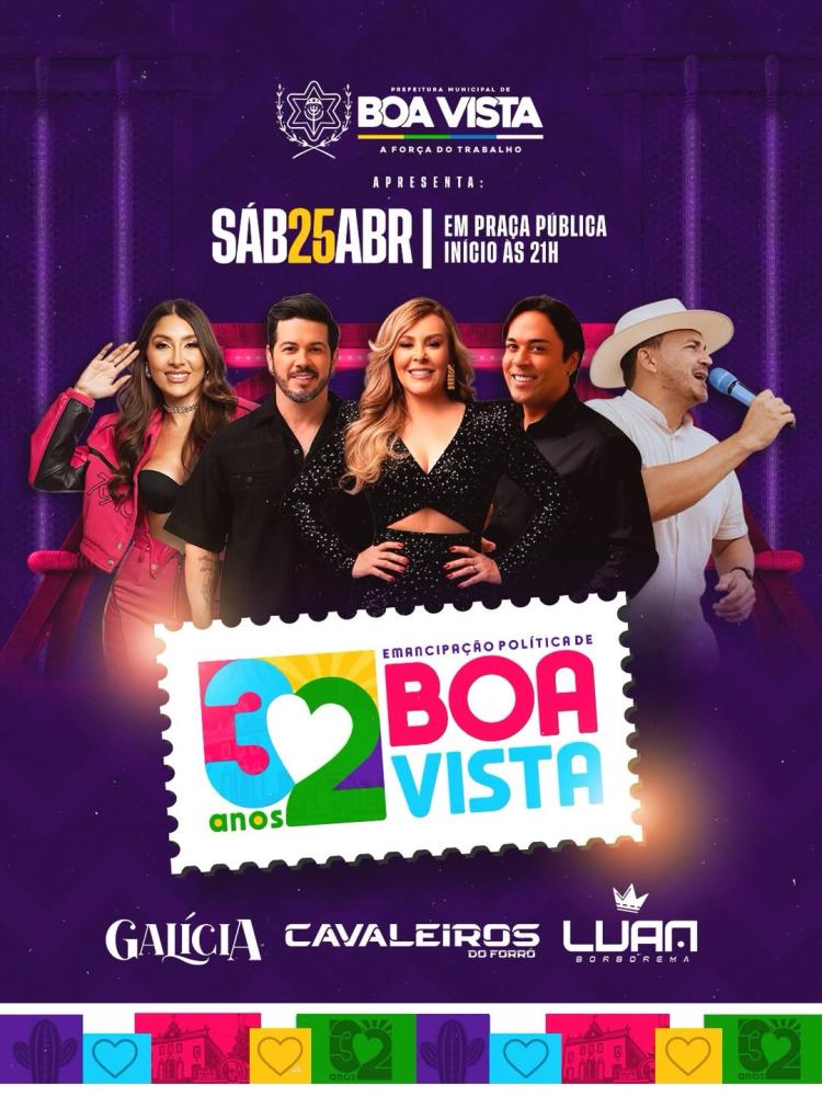 Prefeitura de Boa Vista confirma festa dos 32 anos com Cavaleiros do Forró como uma das atrações principais