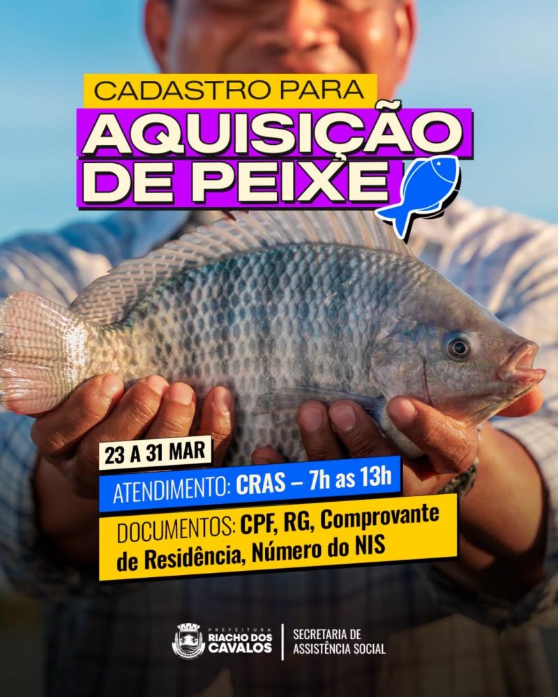 Prefeitura de Riacho dos Cavalos abre cadastro para aquisição de peixe na Semana Santa