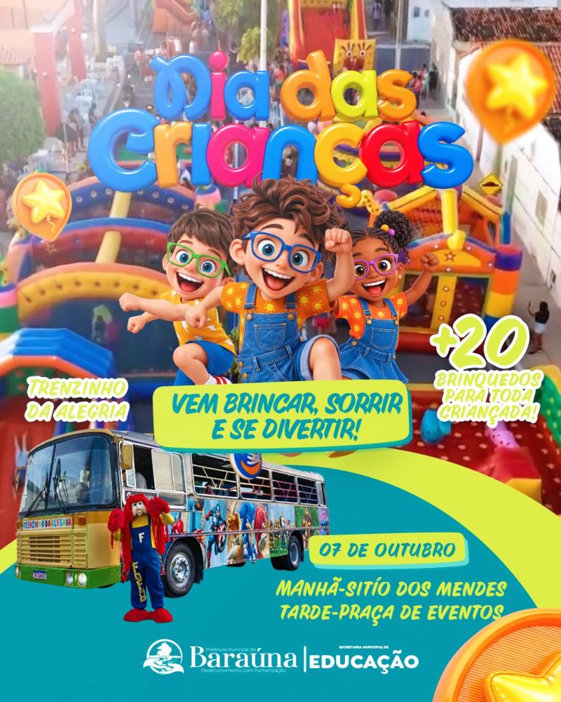 Prefeitura de Baraúna prepara programação especial para celebrar o Dia das Crianças