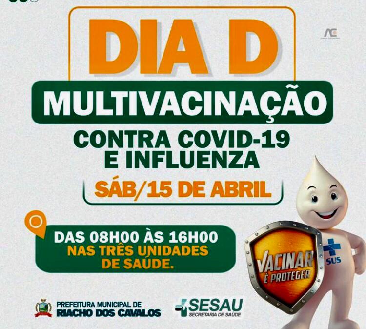 Em Riacho dos Cavalos, Dia D de Multivacinação contra Covid-19 e influenza acontece neste sábado