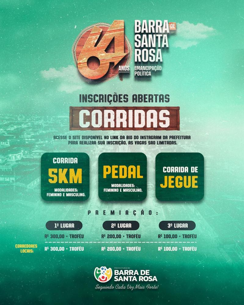 Em Barra de Santa Rosa, dentro dos 64 anos de Emancipação Política, prefeitura realiza Corridas 