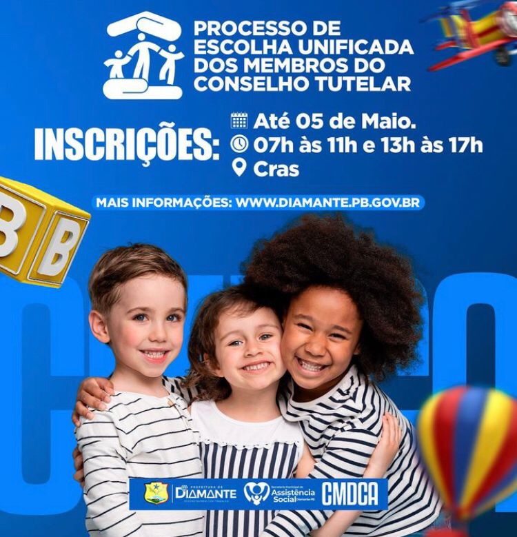 Prefeitura de Diamante e CMDCA está com inscrição aberta para eleição do Conselho Tutelar