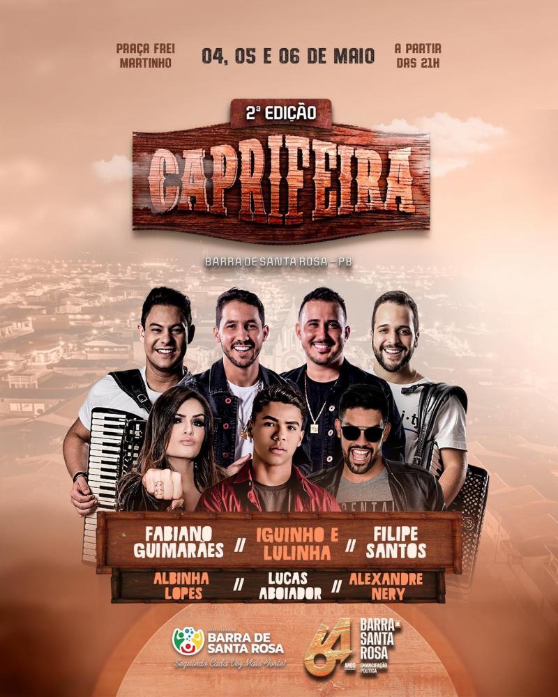 Começa HOJE a 2ª Edição da Caprifeira em Barra de Santa Rosa ; programação segue até sabado