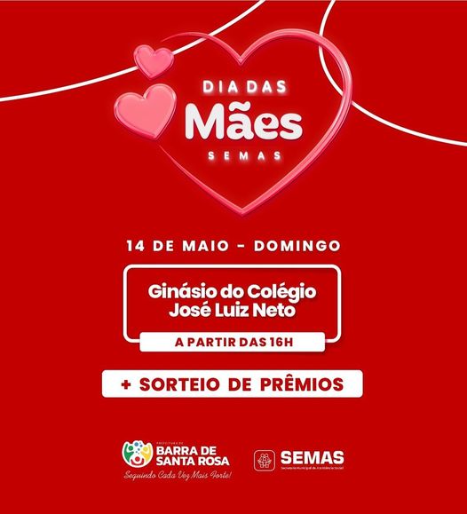 Prefeitura de Barra de Santa Rosa convida a população para evento em alusão ao Dia das Mães