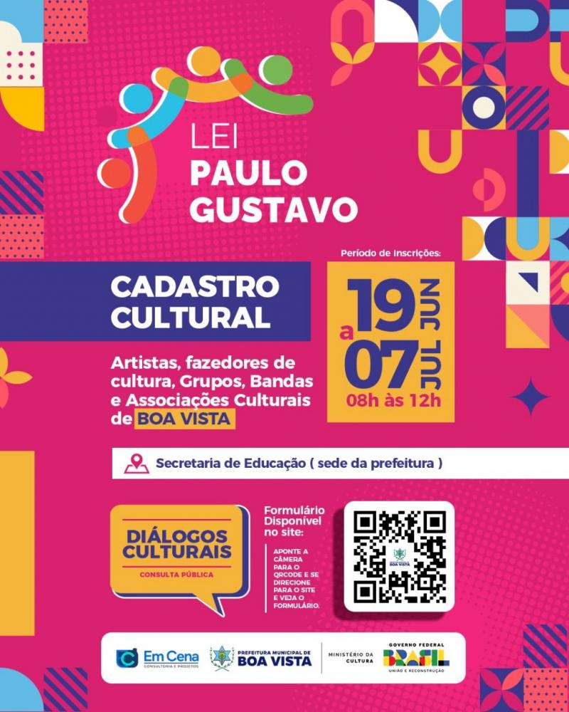 Prefeitura de Boa Vista anuncia lançamento de Cadastros para Artistas, Fazedores de Cultura, Grupos. Bandas e Associações Culturais.
