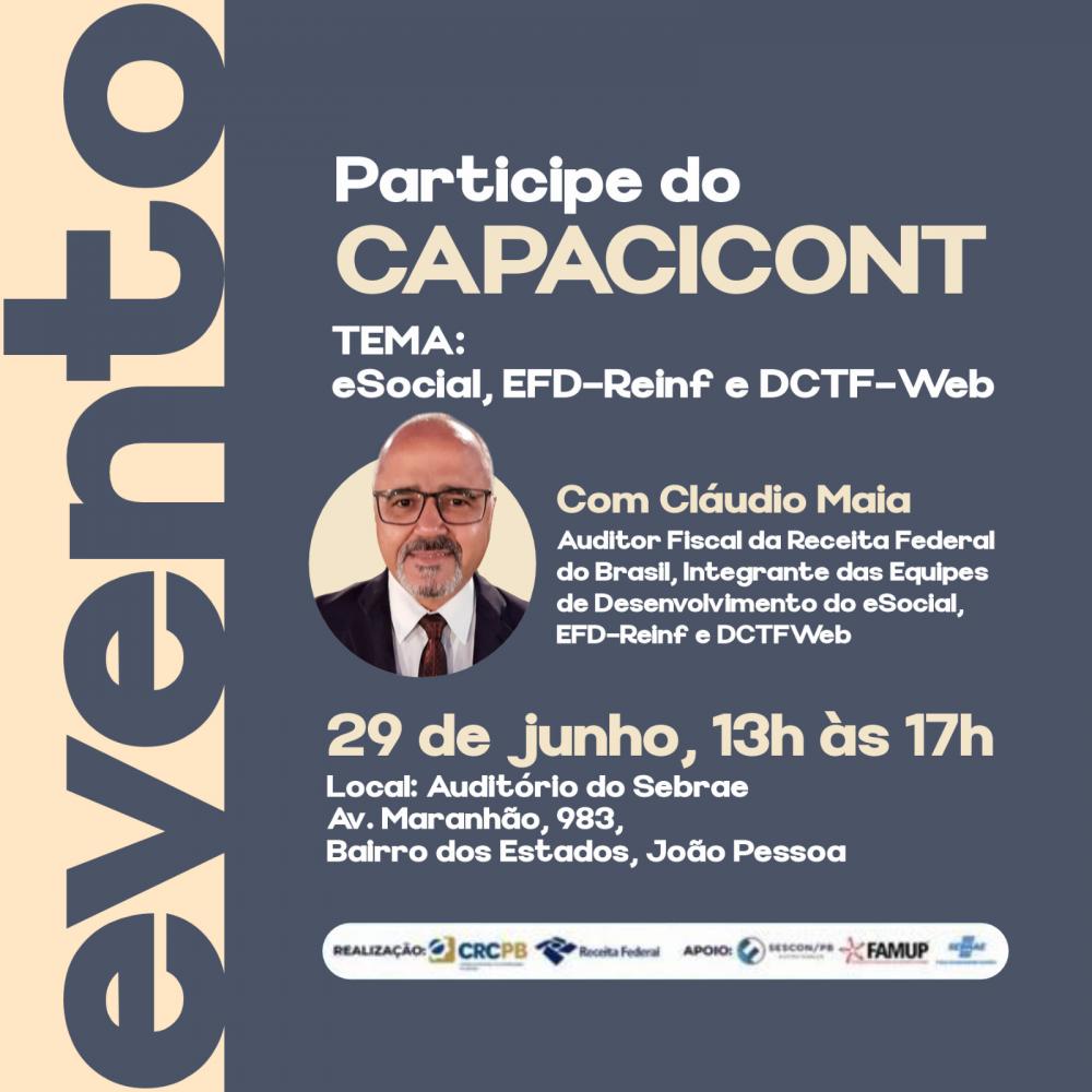 Abertas inscrições para capacitação sobre E-Social, EFD-Reinf e DCTF-Web