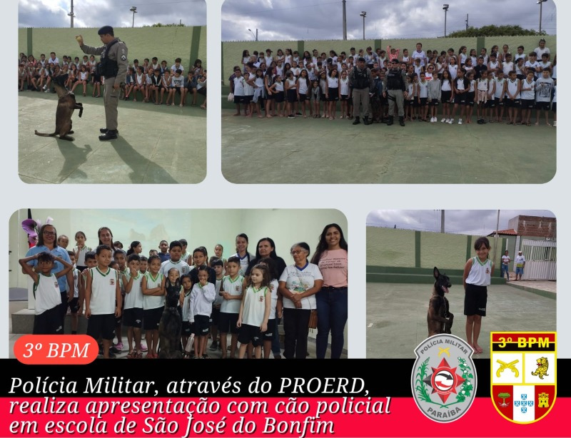 Em São Jose do Bonfim Polícia Militar, através do Proerd realiza apresentação com cão policial em escola municipal