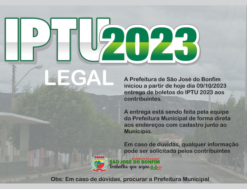 Prefeitura de São Jose do Bonfim inicia entrega de boletos do IPTU 2023