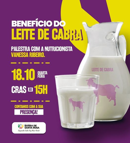 Prefeitura de Barra de Santa Rosa realiza palestra sobre os benefícios de Leite de Cabra
