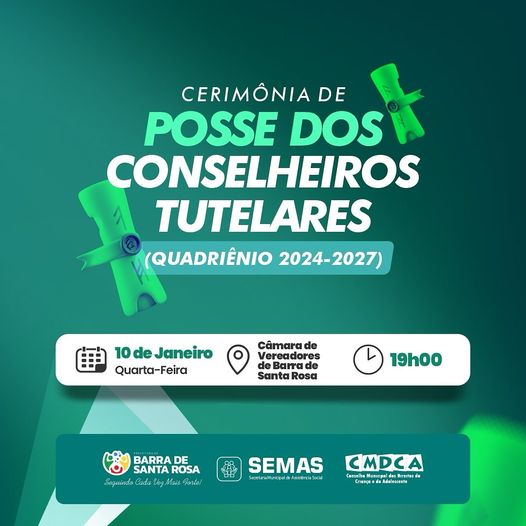 Em Barra de Santa Rosa, Novos conselheiros tutelares tomam posse nesta quarta-feira (10)