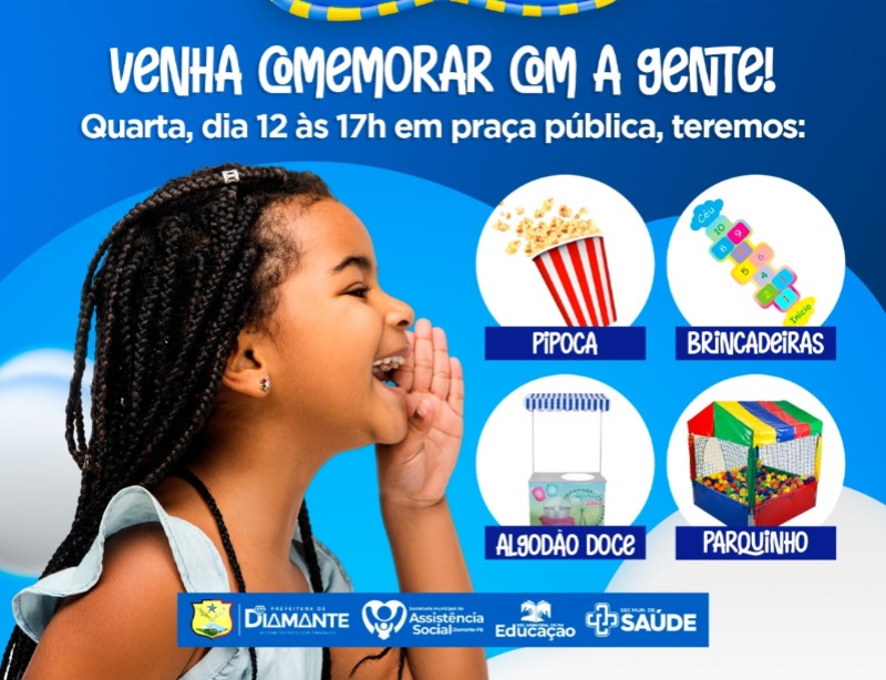 Prefeitura de Diamante realiza Festa da Criança nesta quarta -feira (12)
