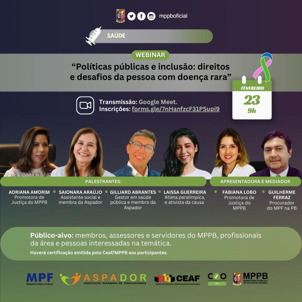 Famup destaca webinar do MPPB sobre inclusão de pessoas com doenças raras