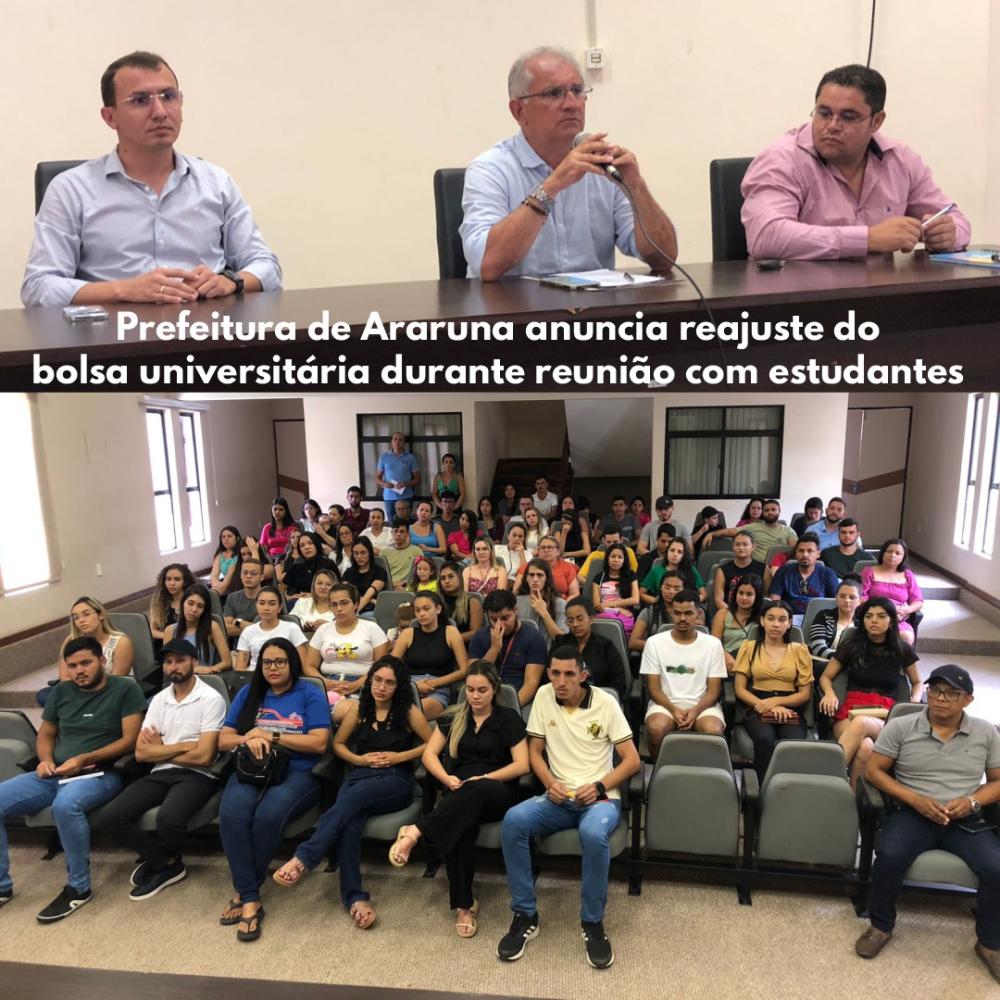 Prefeitura de Araruna anuncia reajuste no programa bolsa universitária durante reunião com estudantes
