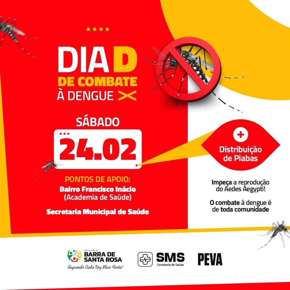Prefeitura de Barra de Santa Rosa realiza Dia D de Combate à Dengue no próximo sábado(24)