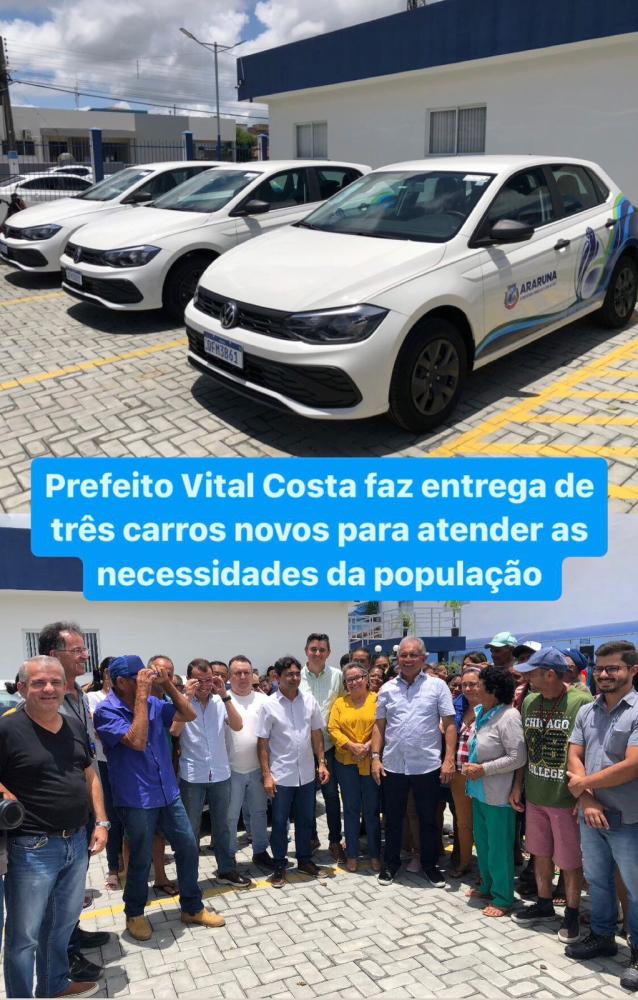 Prefeitura de Araruna realiza entrega de 3 novos veículos adquiridos com recursos próprios