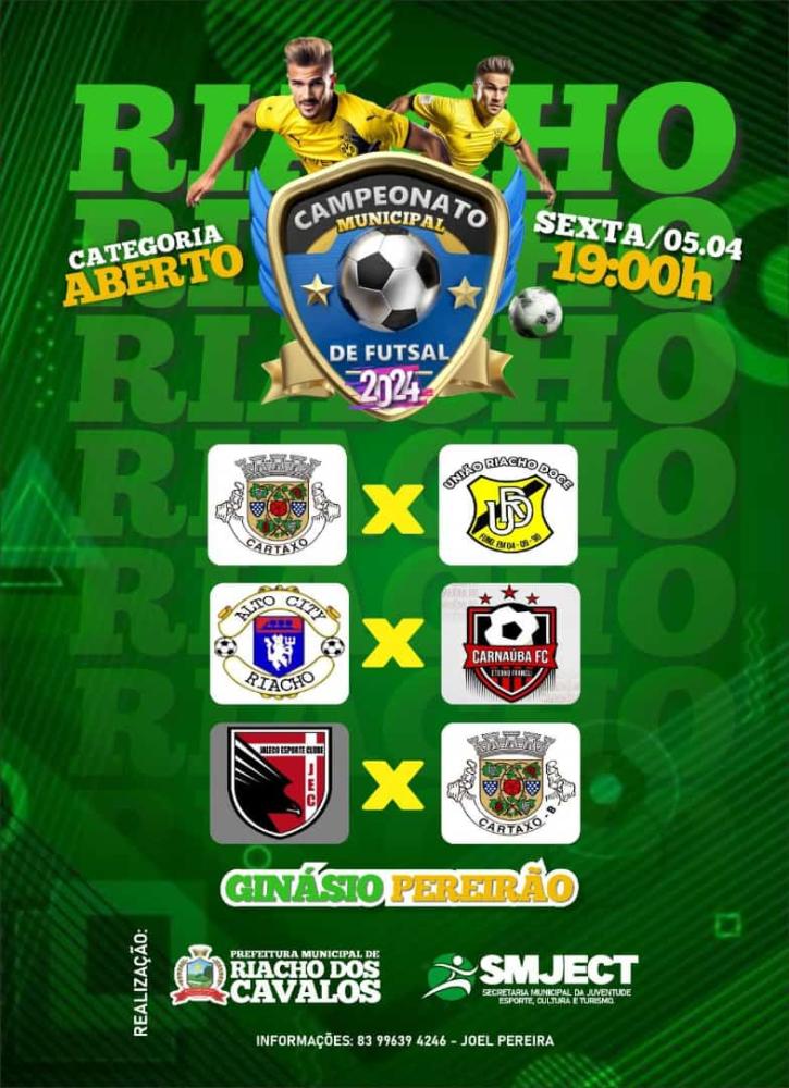 Prefeitura de Riacho dos Cavalos promove mais uma rodada do Campeonato Municipal de Futsal 2024