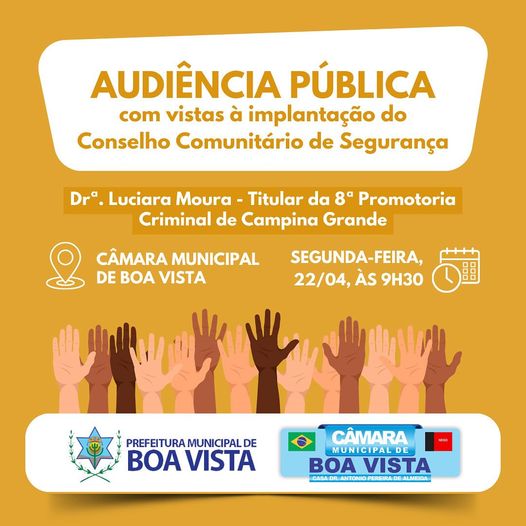 Prefeitura de Boa Vista promove Audiência Pública para Instalação do Conselho Municipal de Segurança