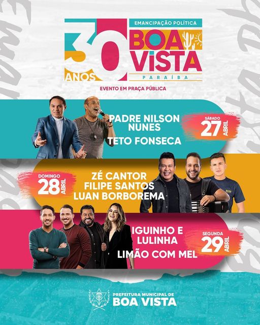 Prefeitura de Boa Vista PB divulga programação especial para os 30 Anos de Emancipação Política