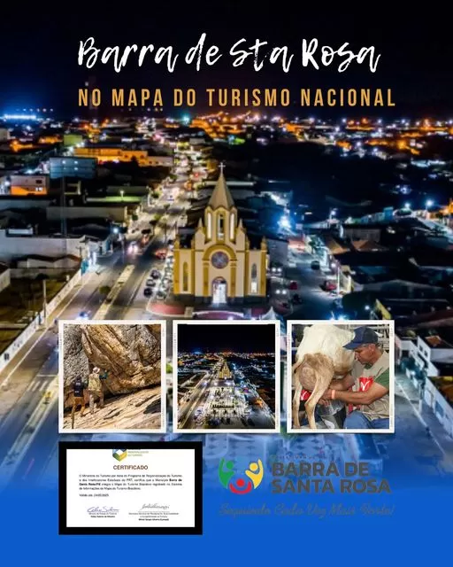 Barra de Santa Rosa é incluída no Mapa do Turismo Nacional