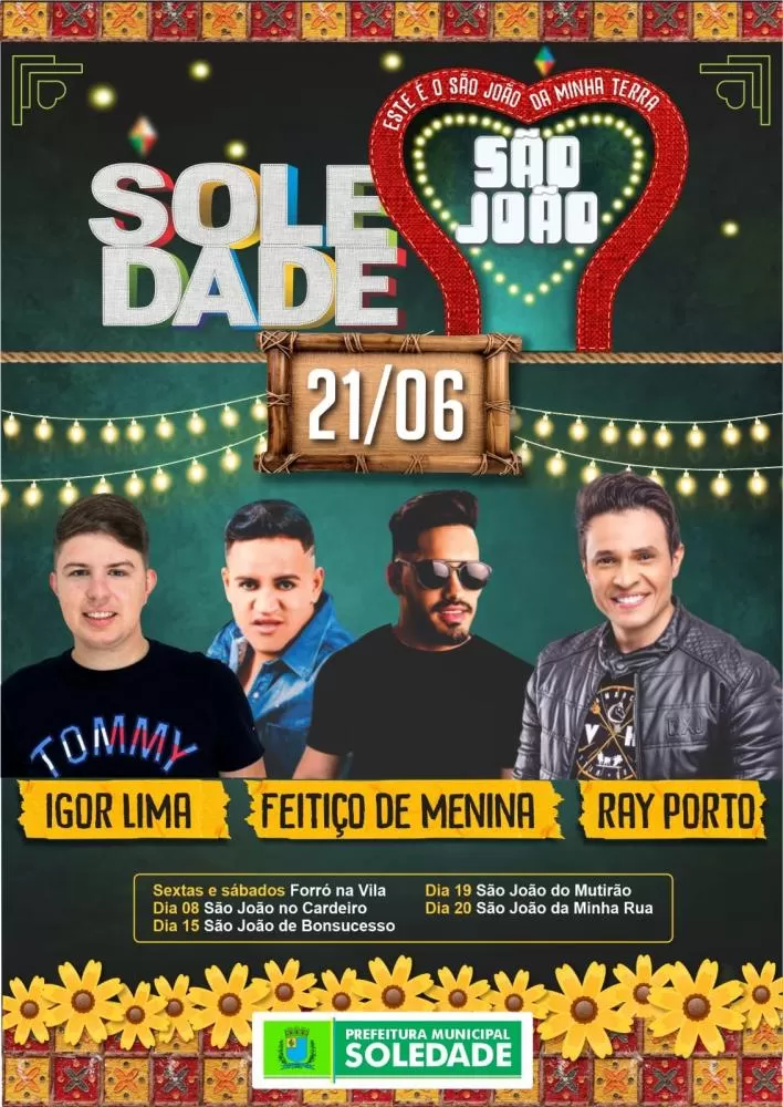 Soledade Inicia Festividades do "São João da Minha Terra" nesta Sexta-feira (21)