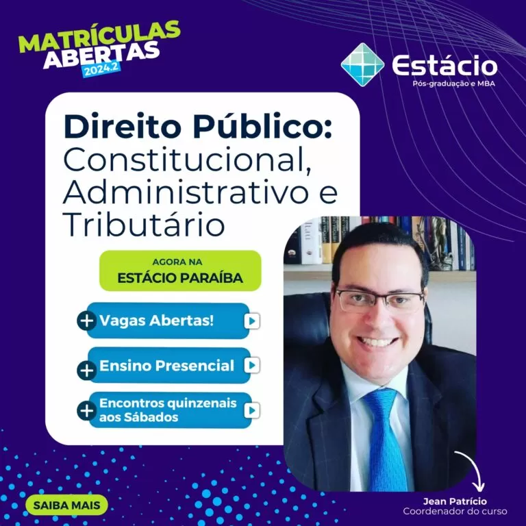 Inscrições abertas para MBA e pós-graduação em ‘Direito Público: Constitucional, Administrativo e Tributário’