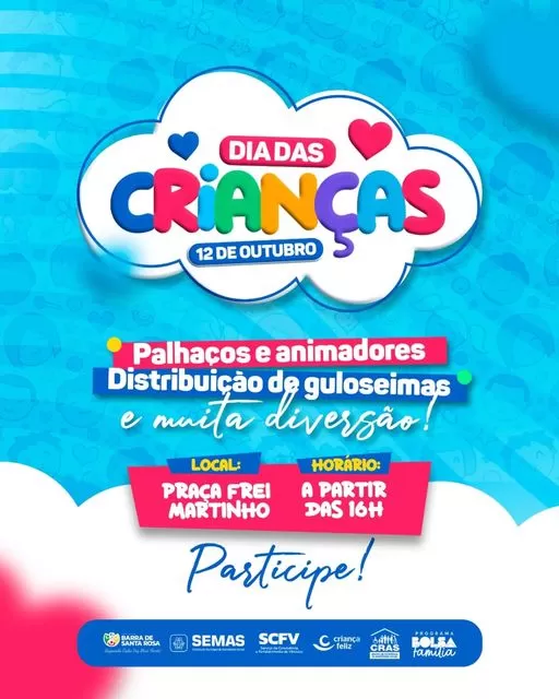 Barra de Santa Rosa promove festa especial para o Dia das Crianças