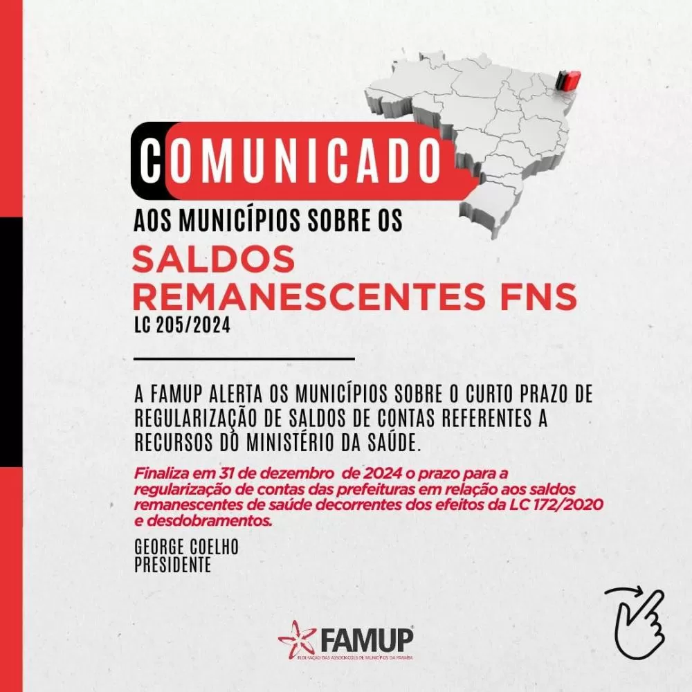 Famup alerta gestores sobre prazo para prefeituras utilizarem os recursos liberados pelo Fundo Nacional da Saúde