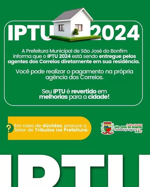 Prefeitura de São José do Bonfim inicia entrega dos boletos do IPTU 2024 nas residências