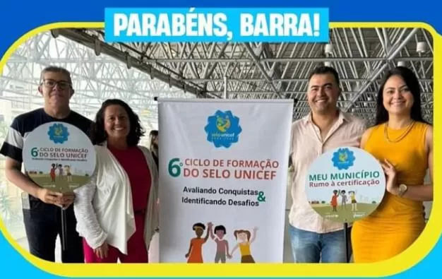 Barra de Santa Rosa conquista Selo Unicef
