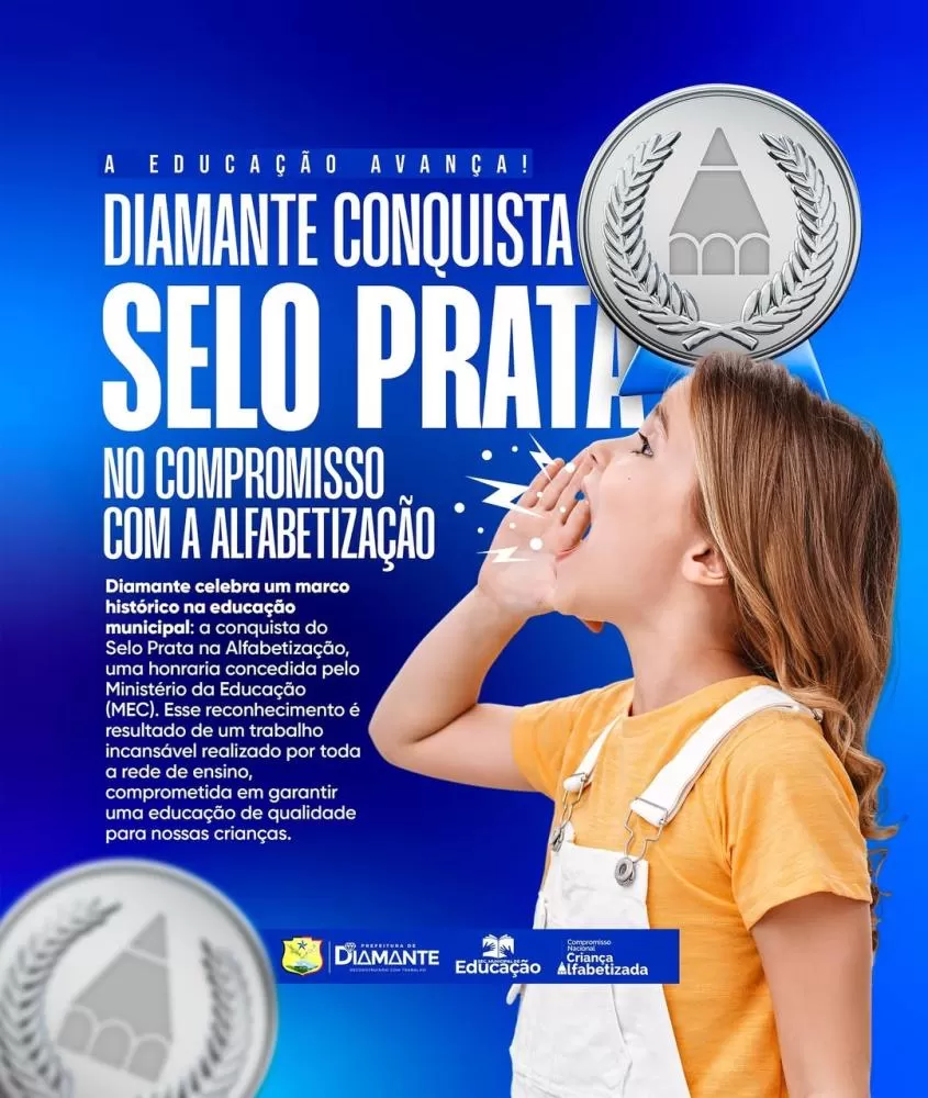 Diamante conquista selo prata na alfabetização municipal