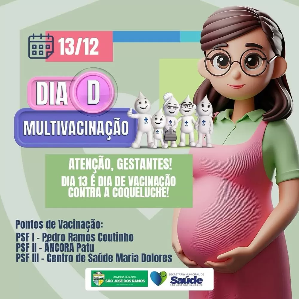 Dia D de Vacinação acontece em São José dos Ramos com foco em gestantes e imunização contra coqueluche