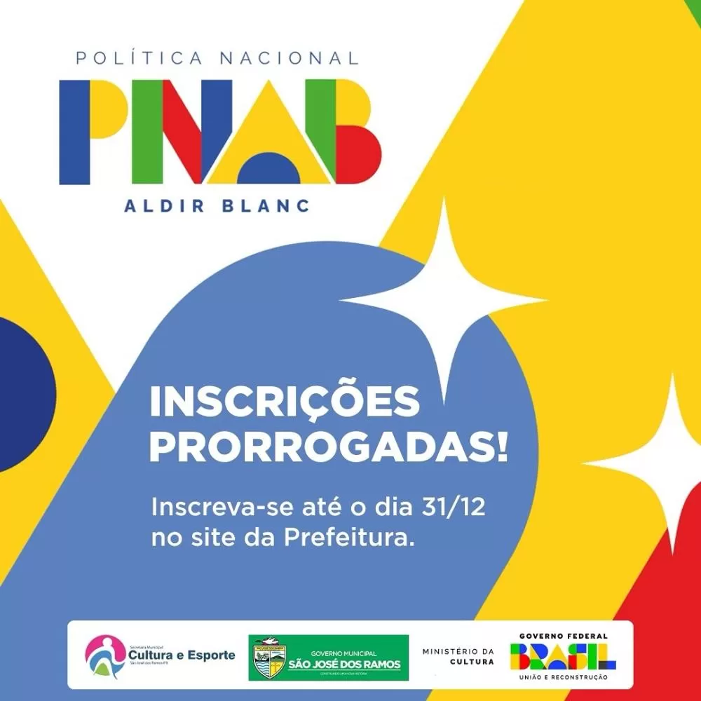 Prefeitura de São José dos Ramos prorroga inscrições para editais da Lei Aldir Blanc 