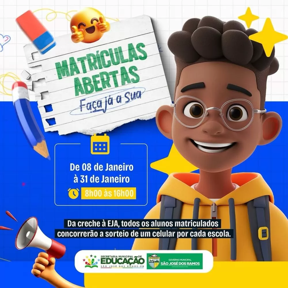 São José dos Ramos abre matrículas para 2025 com sorteio de celulares