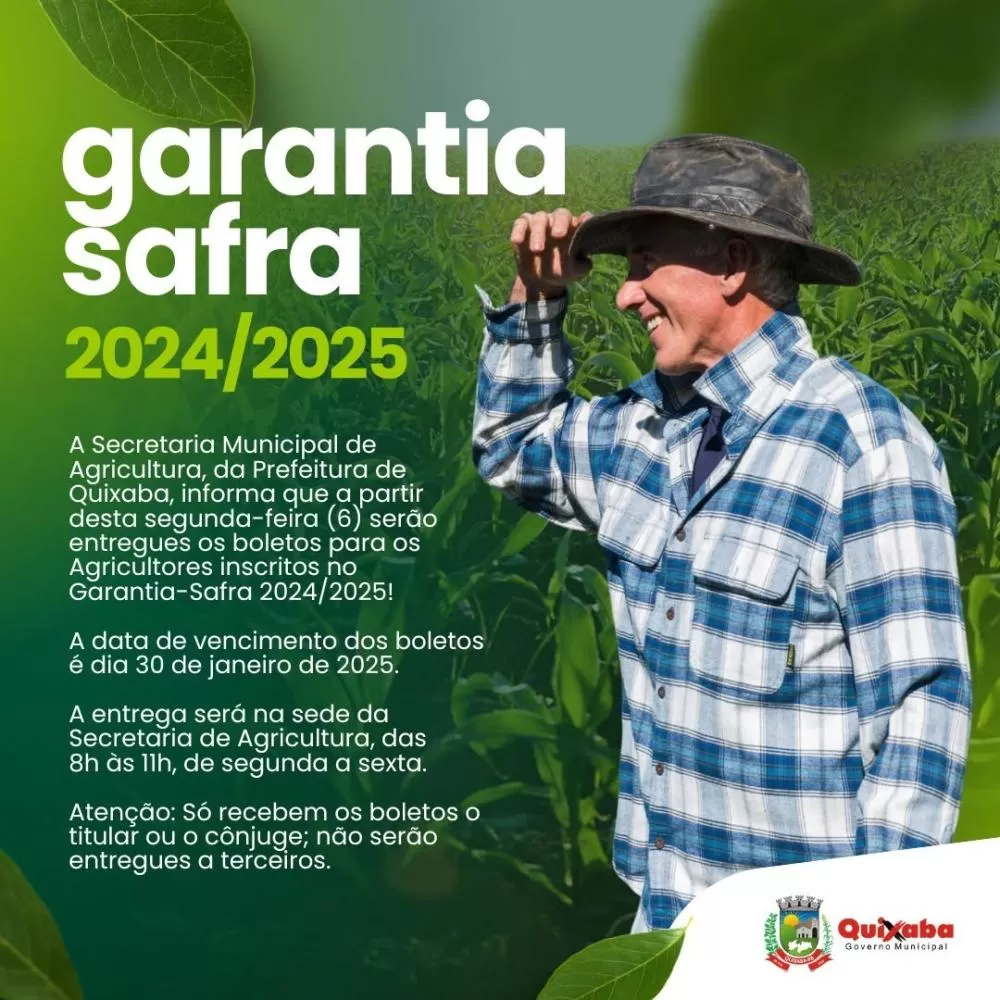 Prefeitura de Quixaba inicia entrega de boletos do Garantia-Safra 2024/2025