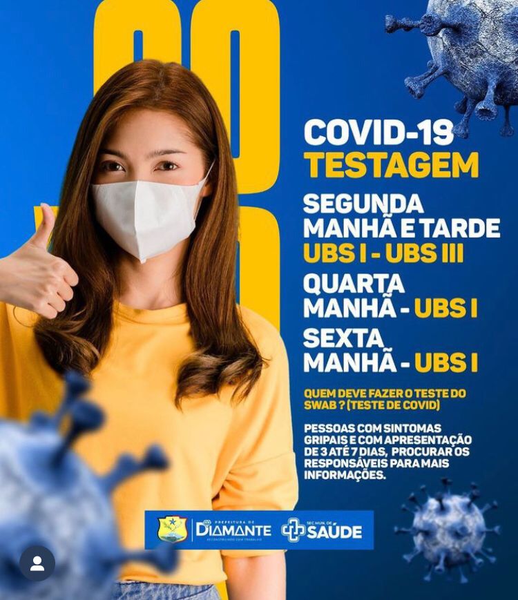Prefeitura de Diamante intensifica realização de exames da Covid- 19