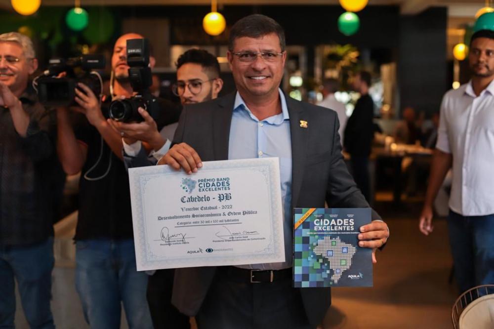 Cabedelo vence, pelo segundo ano consecutivo, o Prêmio Band Cidade Excelentes na categoria de Governança, Eficiência Fiscal e Transparência