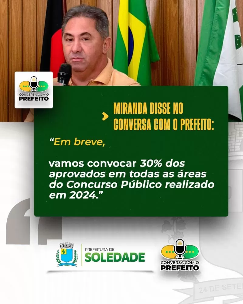 Soledade convocará 30% dos aprovados no concurso público de 2024