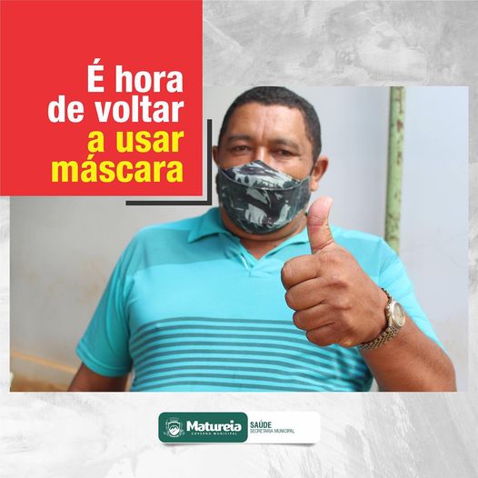 Covid-19: Prefeitura de Matureia recomenda uso da máscara de proteção em locais fechados