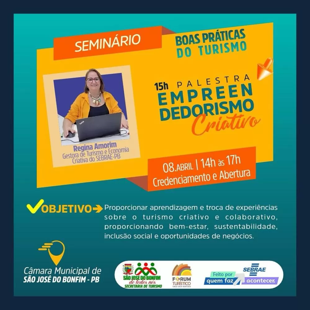 Prefeitura de São José do Bonfim abre inscrições para o Seminário de Boas Práticas do Turismo