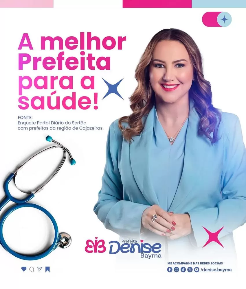 Prefeita de Bom Jesus, Denise Bayma é eleita melhor gestora da saúde na região de Cajazeiras
