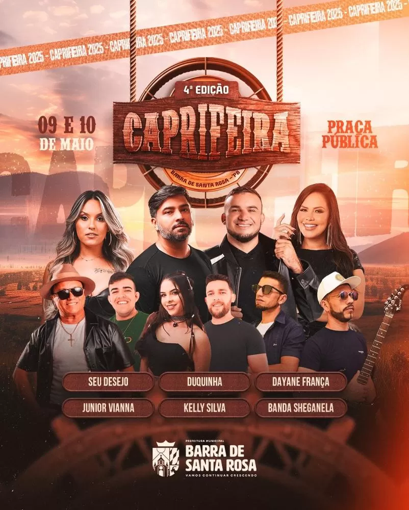 Barra de Santa Rosa anuncia atrações da Caprifeira 2025, a maior festa do Curimataú e Seridó Paraibano