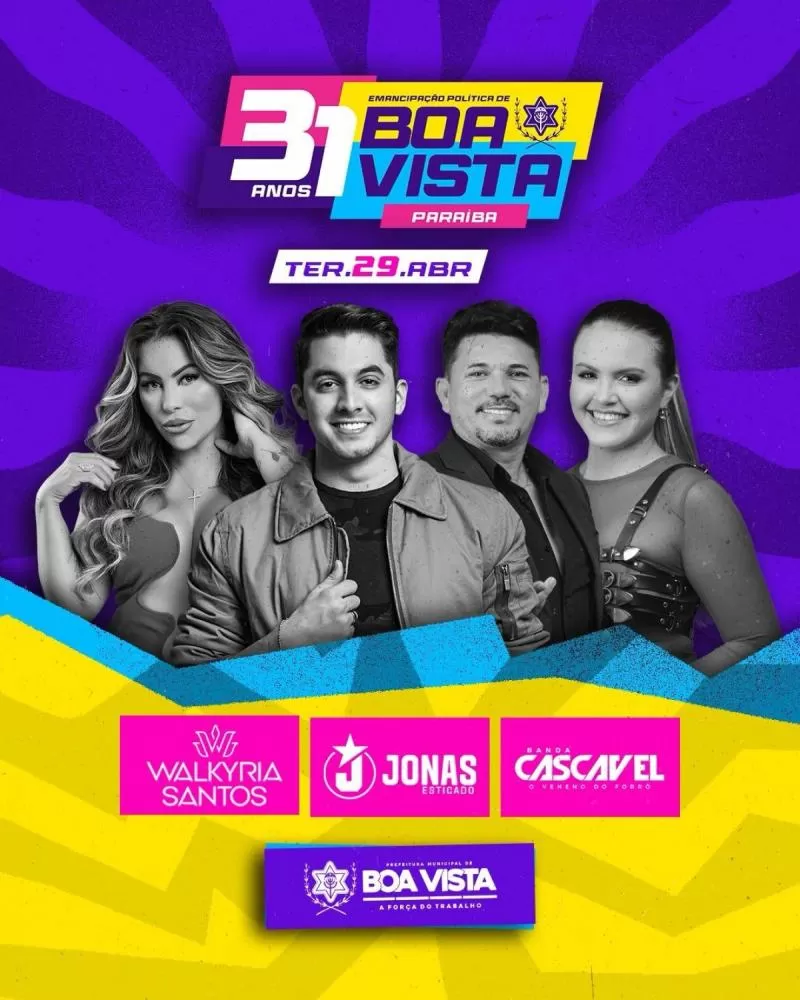 Boa Vista celebra 31 anos com shows musicais em praça pública nesta terça-feira (29)