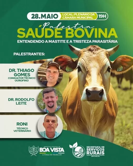 Boa Vista promove palestra sobre saúde bovina com foco em mastite e tristeza parasitária