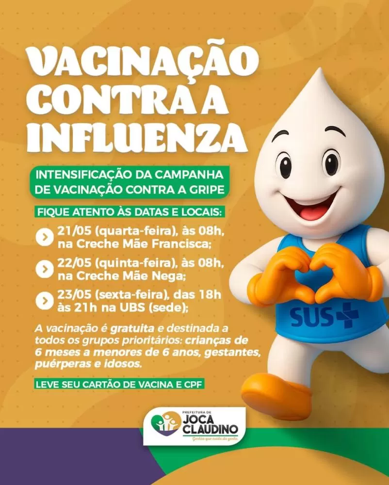 Joca Claudino intensifica campanha de vacinação contra a Influenza com ações em diferentes pontos da cidade