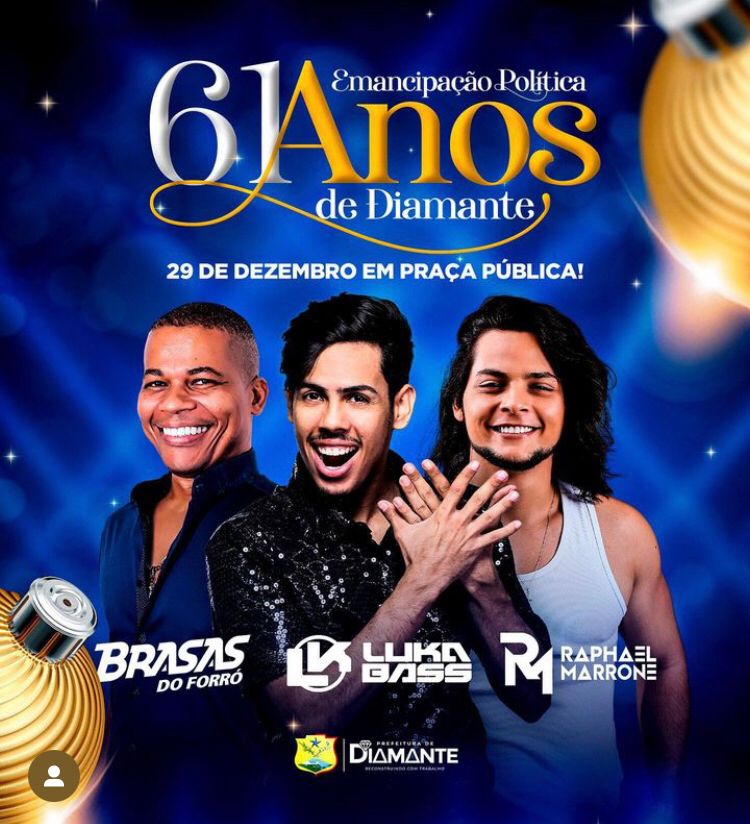 Diamante celebra 61 anos de emancipação política grandes shows em praça pública