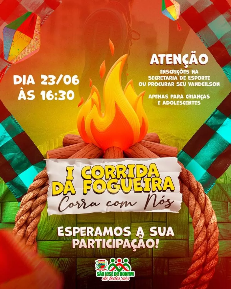 São José do Bonfim realiza a I Corrida da Fogueira e movimenta crianças e adolescentes na véspera de São João