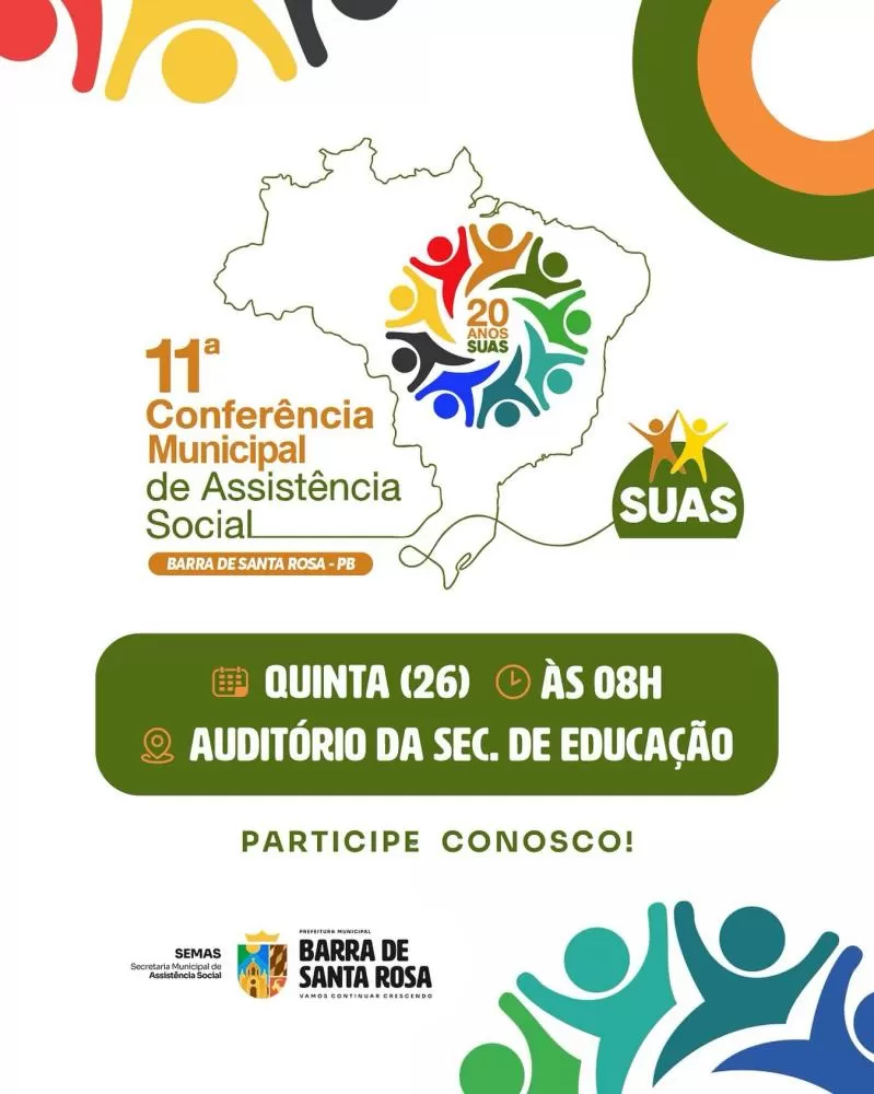 Barra de Santa Rosa realiza a 11ª Conferência Municipal de Assistência Social nesta quinta-feira (26)