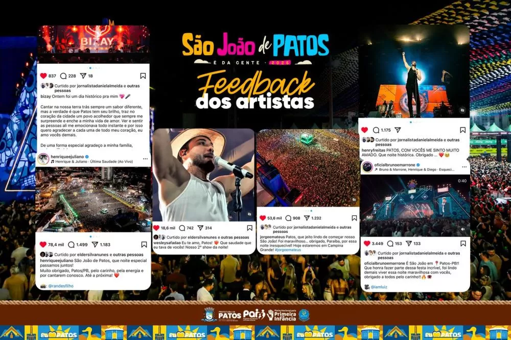 Artistas nacionais usam redes sociais para destacarem a grandiosidade do São João de Patos