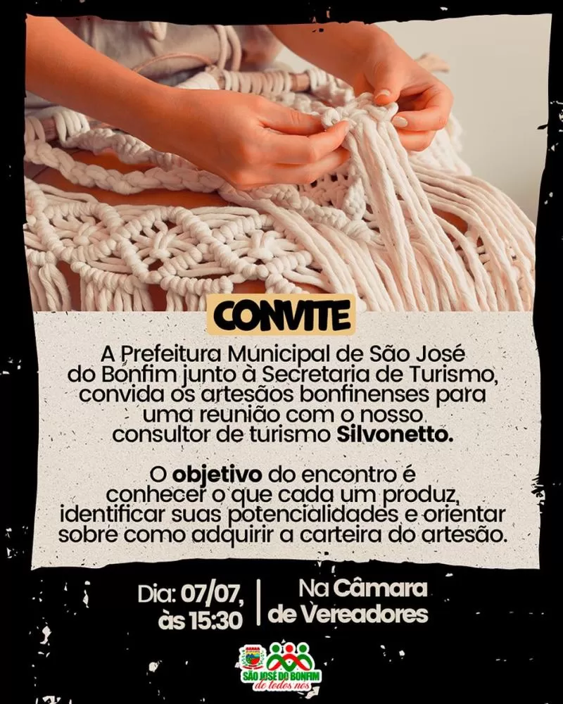 São José do Bonfim convida artesãos para reunião sobre fortalecimento do setor artesanal